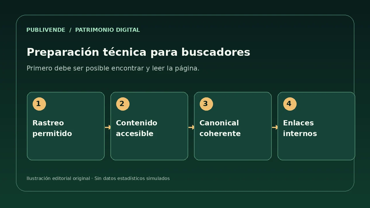 Lista visual de accesibilidad, rastreo, indexación y contenido visible
