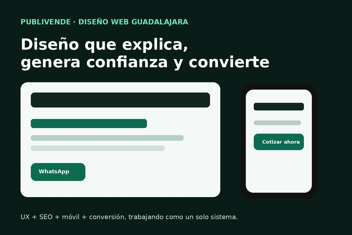 Representación visual de diseño web en Guadalajara con versión de escritorio y móvil orientadas a conversión