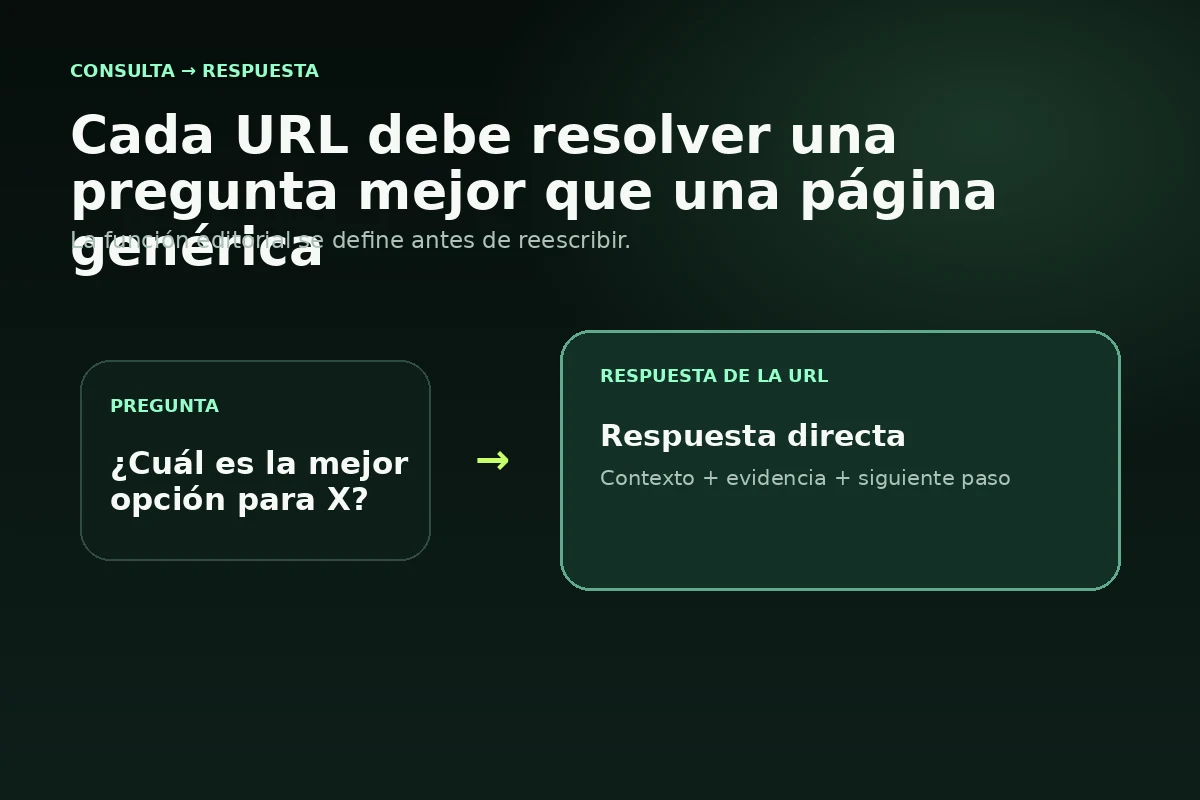 Relación entre una consulta conversacional y una respuesta directa dentro de una página web