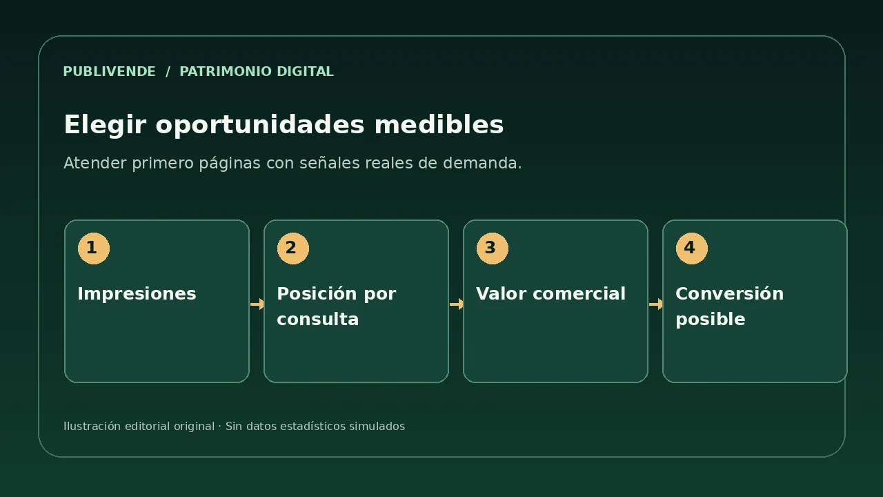 Tabla visual de oportunidades basada en impresiones posición y valor comercial