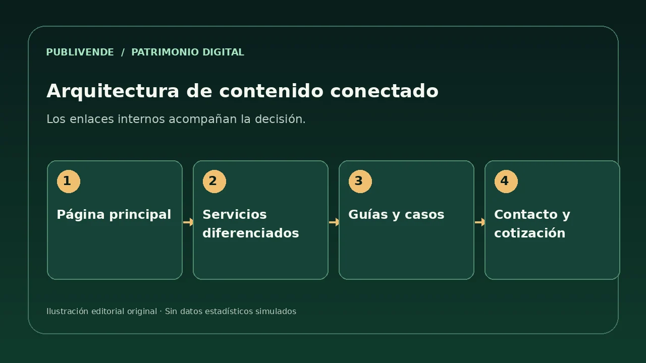Red conceptual de páginas principales y contenido de apoyo enlazado