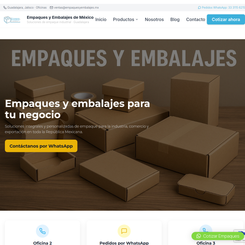 Captura del sitio de Empaques y Embalajes
