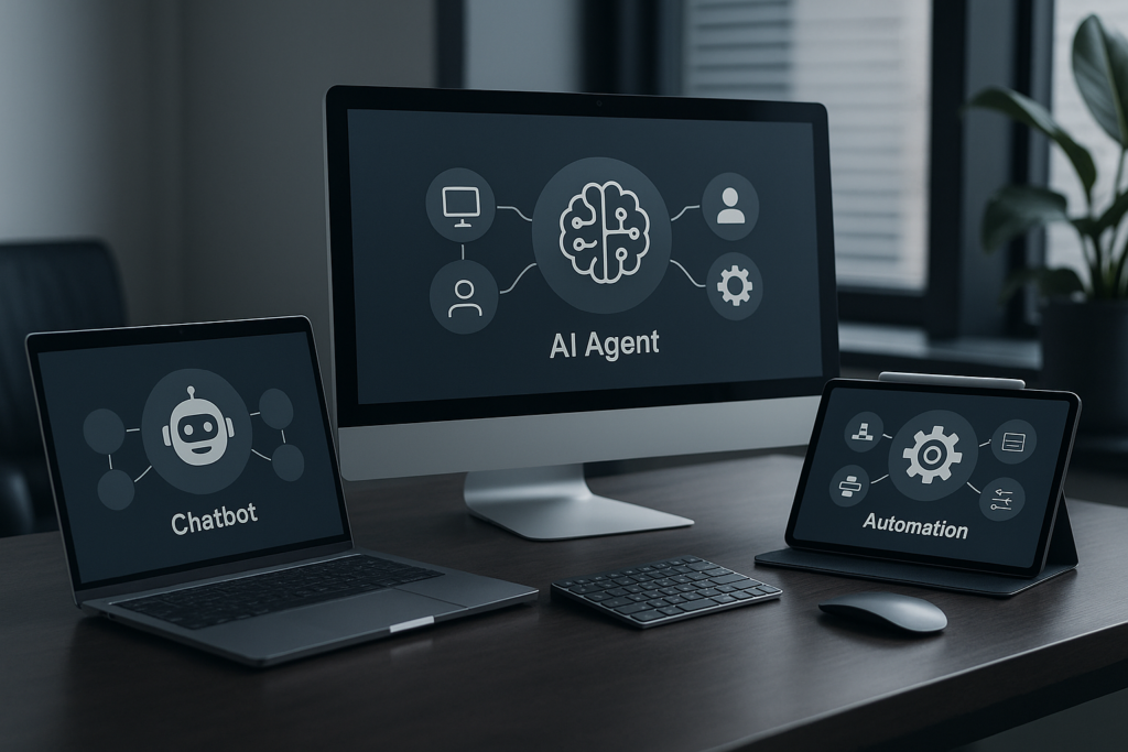 Diferencias entre chatbots, agentes de IA y automatización para empresas